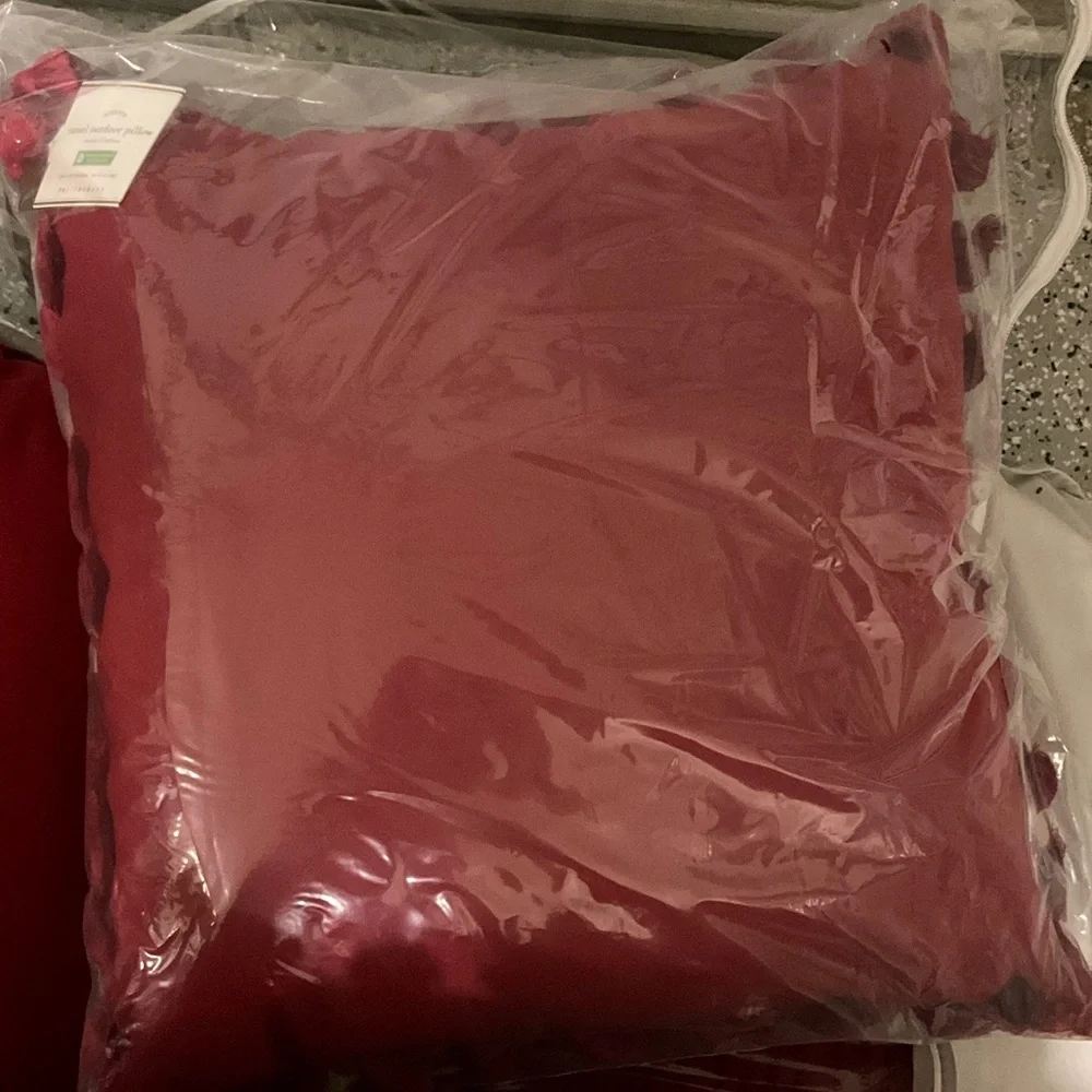 Pottery Barn Red Outdoor Pillow with Tassels, NIP,